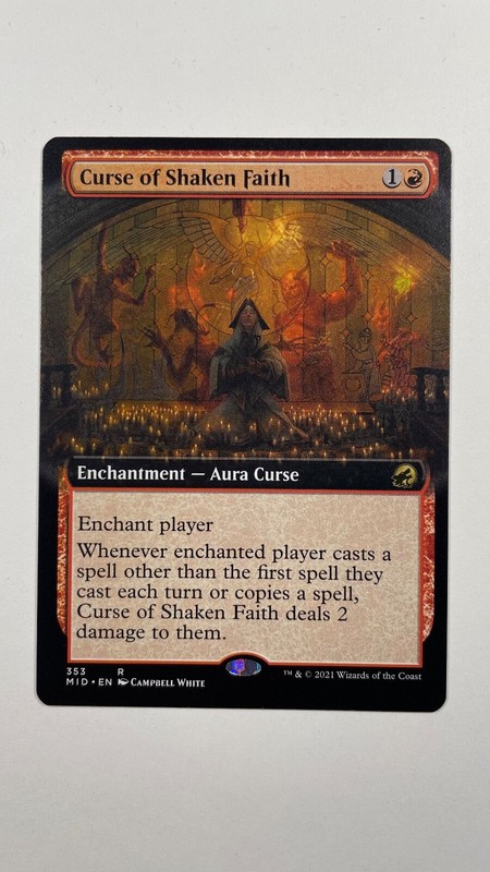 MTG Innistrad Midnight Hunt Curse of Shaken Faith Extended Art #353