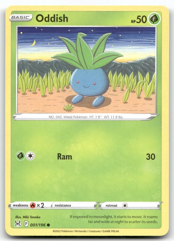 ODDISH 001/196 COMMON LOST ORIGIN POKEMON NEAR MINT
