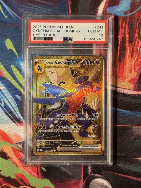 2025 POKEMON DRI EN-DESTINED RIVALS HYPER RARE #241 CYNTHIA’S GARCHOMP EX PSA 10