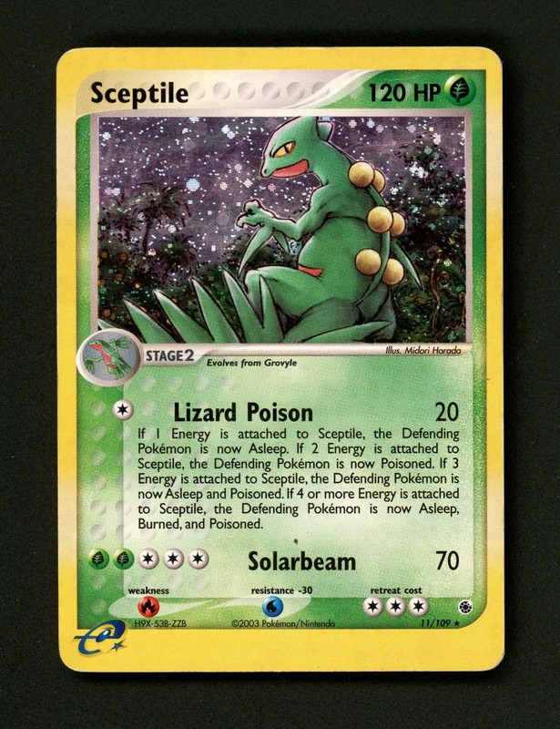 Sceptile 11/109 EX Ruby & Sapphire E Series Pokemon English Holofoil 2003 Played