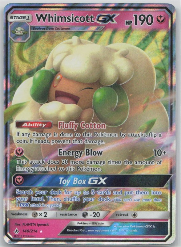 Whimsicott GX 140/214 SM – Unbroken Bonds Pokemon LP English