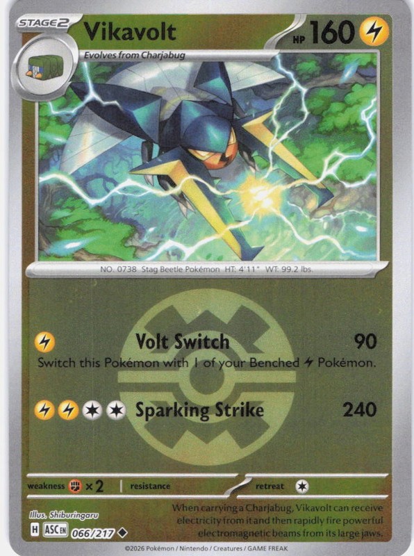 Vikavolt Ascended Heroes 066/217 Quick Ball Reverse Holo Pokemon TCG NM