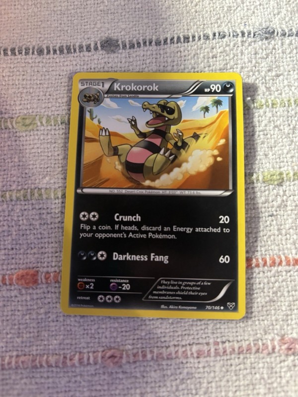 Pokémon Krokorok Card Stage 1 90 HP Desert Croc 70/146 2014 TCG