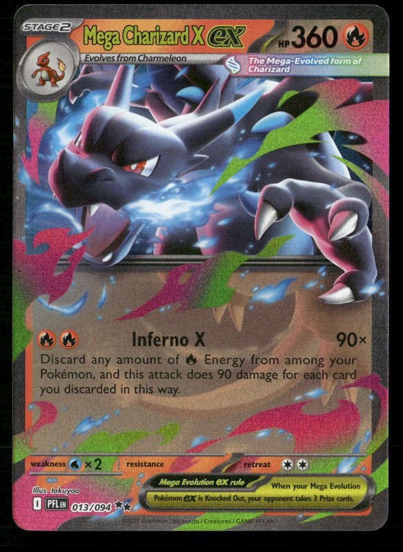 Mega Charizard X ex 013/094 Double Rare Phantasmal Flames Pokemon Near Mint