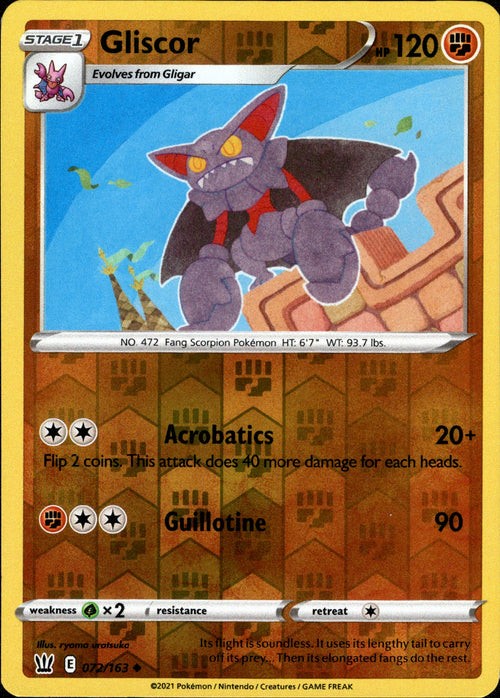 Pokémon TCG Gliscor Battle Styles 072/163 Reverse Holo Uncommon NM/M Fighting