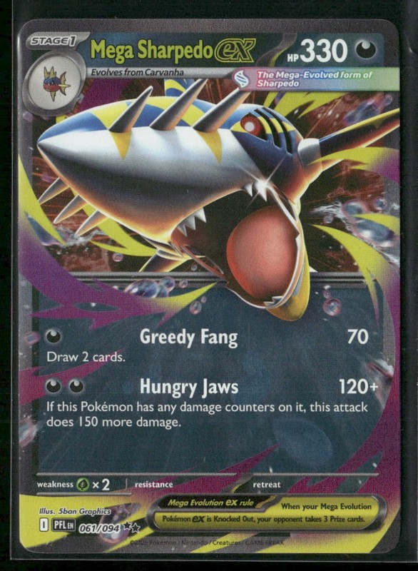 Mega Sharpedo ex ME02: Phantasmal Flames 061/094 Holo NM