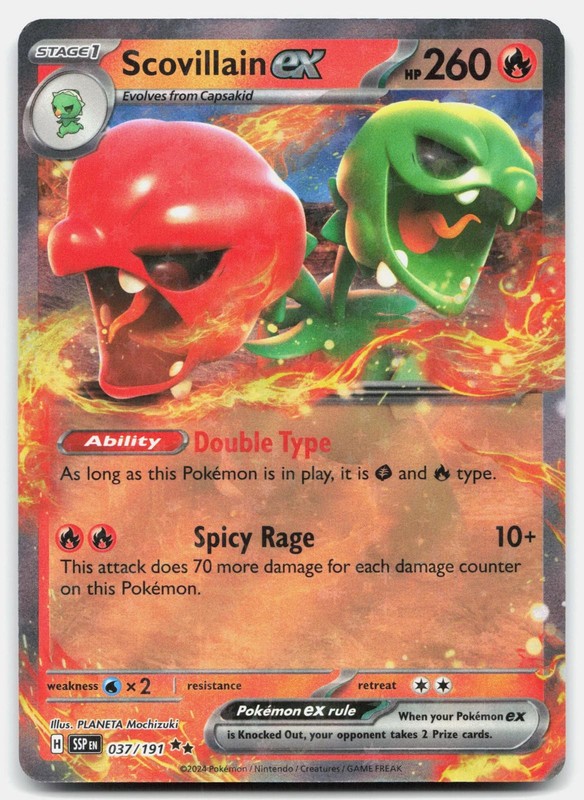 Scovillain ex 037/191 Double Rare Surging Sparks Pokemon Near Mint
