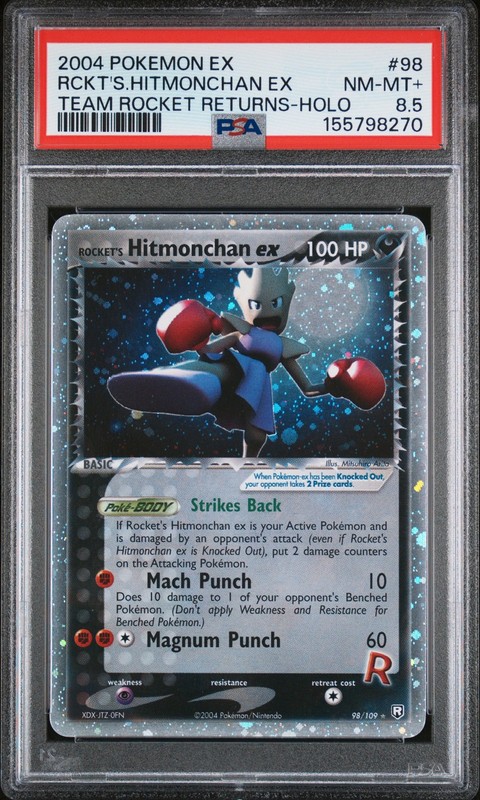 Rocket’s Hitmonchan EX 98/109 PSA 8.5 Team Rocket Returns Pokemon Card POP 8