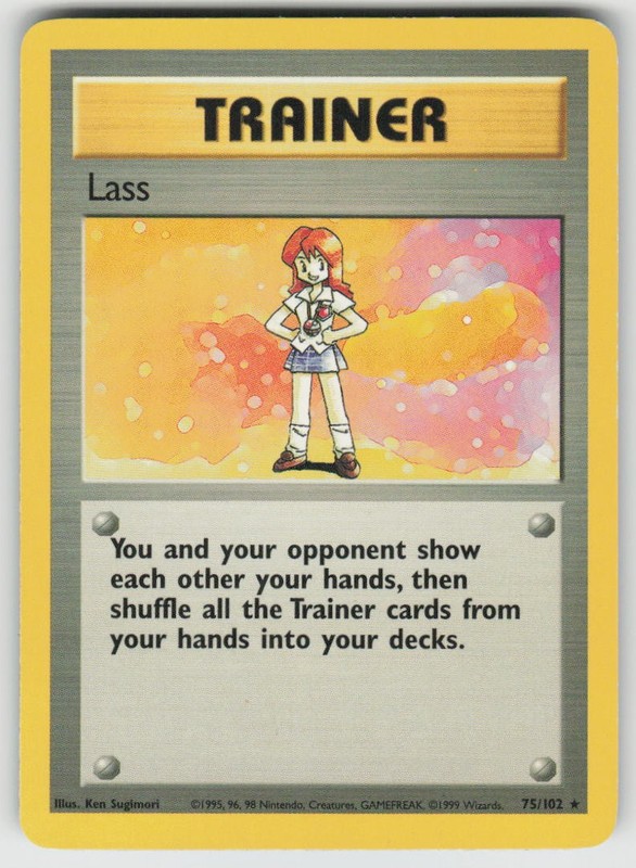 Lass 75/102 Rare Base Set Unlimited Pokemon Moderately Played
