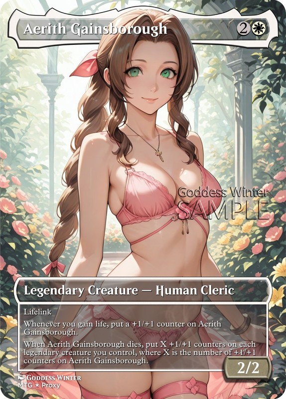 MTG FF – Aerith Gainsborough – Fanart Borderless Style – EDH / Playtest