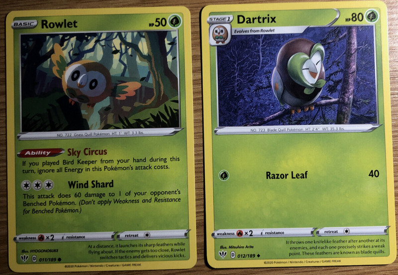 Pokemon – Rowlet -011/189 & Dartrix – 012/189 – Darkness Ablaze – Evolution S.