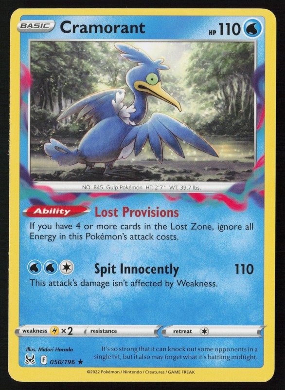 Pokemon Cramorant 050/196 SWSH11: Lost Origin Non-Holo Pack Fresh – NM