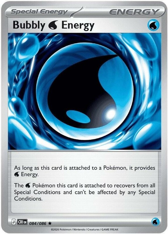 x1 Bubbly Water Energy – 084/086 – Holo Rare Pokemon ME04 Chaos Rising M/NM