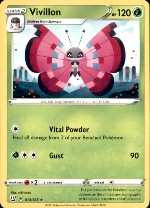 Vivillon Rare SWSH05: Battle Styles 013/163 NM miki kudo 2021
