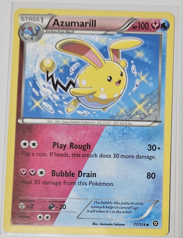 Pokémon TCG Azumarill Steam Siege Uncommon Card 77/114 LP/NM Condition