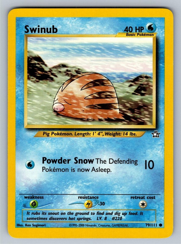 Swinub 79/111 Common Neo Genesis Pokemon Lightly Played