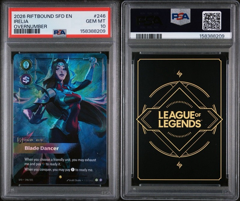Irelia Blade Dancer 246/221 Overnumbered - PSA 10 - Riftbound TCG: Spiritforged gallery