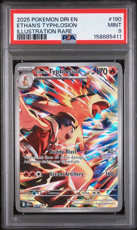2025 Pokemon Dri EN-Destined Rivals Ethan’s Typhlosion Illustration Rare PSA 9