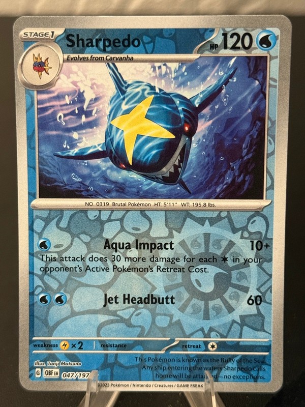 Sharpedo Reverse Holo Uncommon SV03: Obsidian Flames 047/197 NM