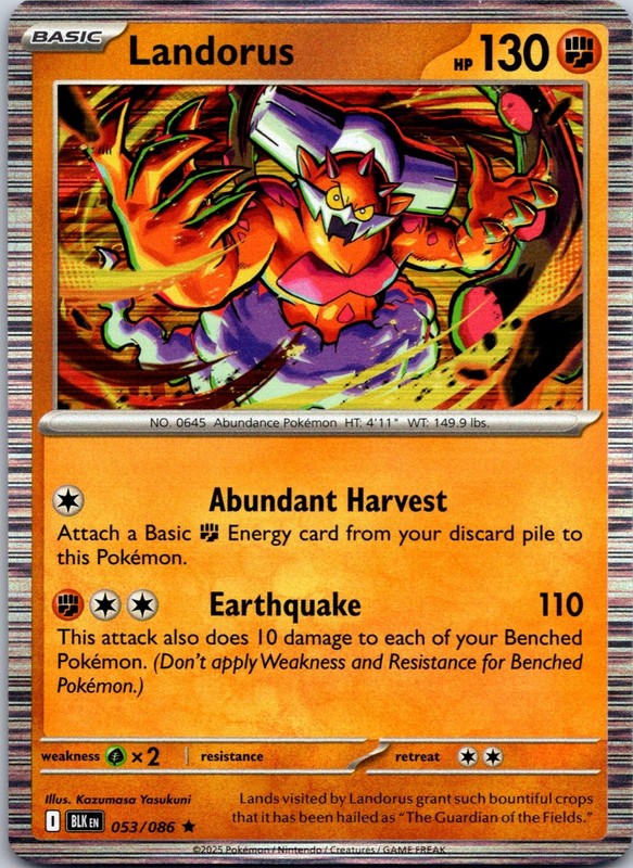 Landorus 053/086 Holo Rare Black Bolt Pokemon Holo Near Mint