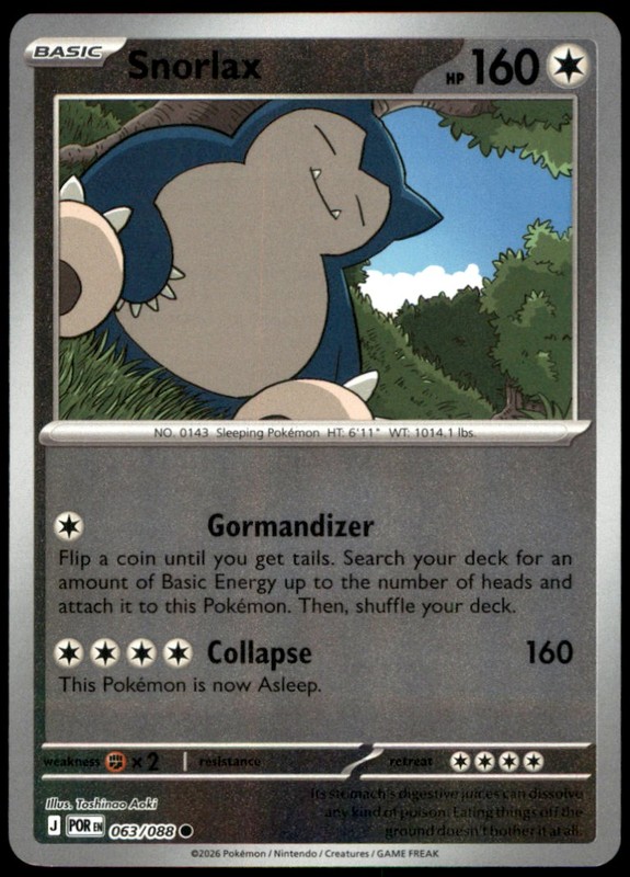 Snorlax 063/088 ME03: Perfect Order Reverse Holofoil NM Pokemon TCG