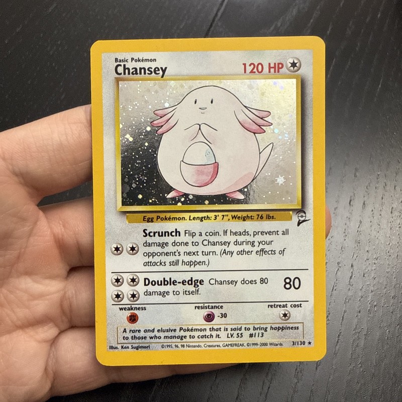 Chansey 3/130 Holo Rare Base Set 2 WOTC 2000 Pokemon TCG English Vintage NM