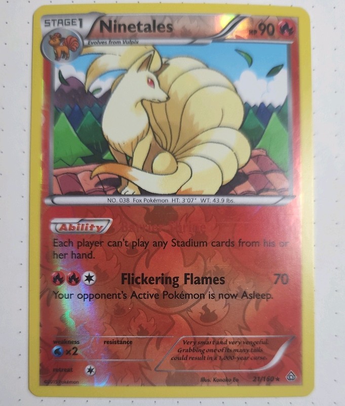 Ninetales -Reverse Holo Rare-NM XY Primal Clash 2015 PRC 21/160 Fire Pokemon Eng
