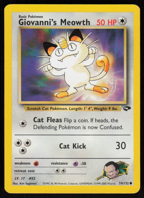 Giovanni’s Meowth 74/132 Unlimited Gym Challenge Pokemon TCG Near Mint