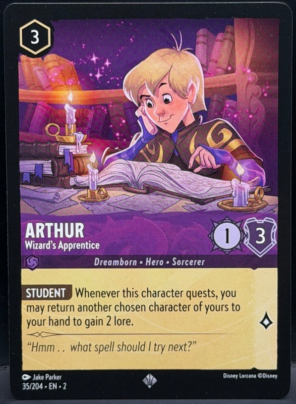 Disney Lorcana EN 2 ARTHUR Wizard’s Apprentice #1 Super Rare(1) | BUY 4+ 40% OFF