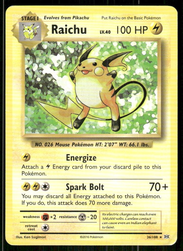 Raichu (XY Evolutions) 36/108 Rare Deck Exclusives Pokemon MP