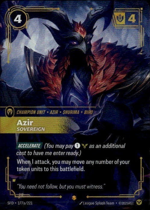 Azir – Sovereign (Alternate Art) Showcase SFD Spiritforged 177a/221