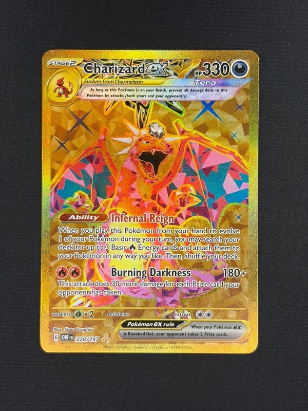 Pokémon Charizard ex 228/197 Obsidian Flames Hyper Rare Full Art GOLD RAW_016