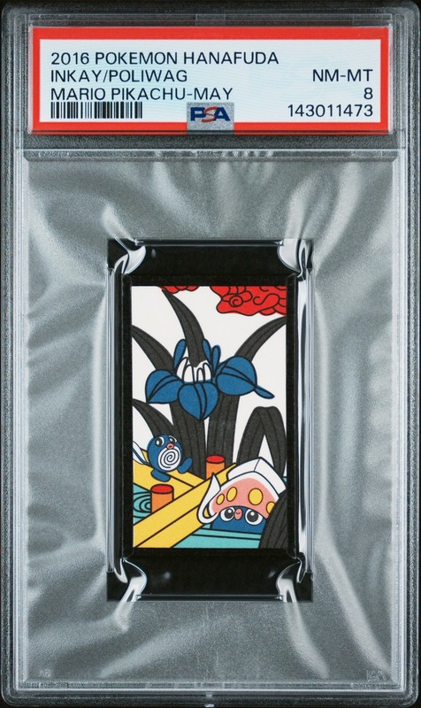 2016 POKEMON HANAFUDA MARIO PIKACHU MAY INKAY/POLIWAG PSA 8