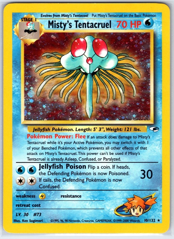 Misty’s Tentacruel 10/132 Holo Rare Gym Heroes Pokemon Unlimited Holo Near Mint