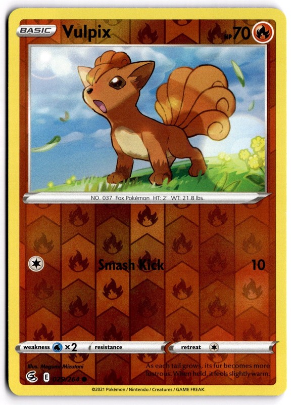 Pokemon TCG Vulpix (29) 029/264 SWSH08: Fusion Strike Common Reverse Holo NM