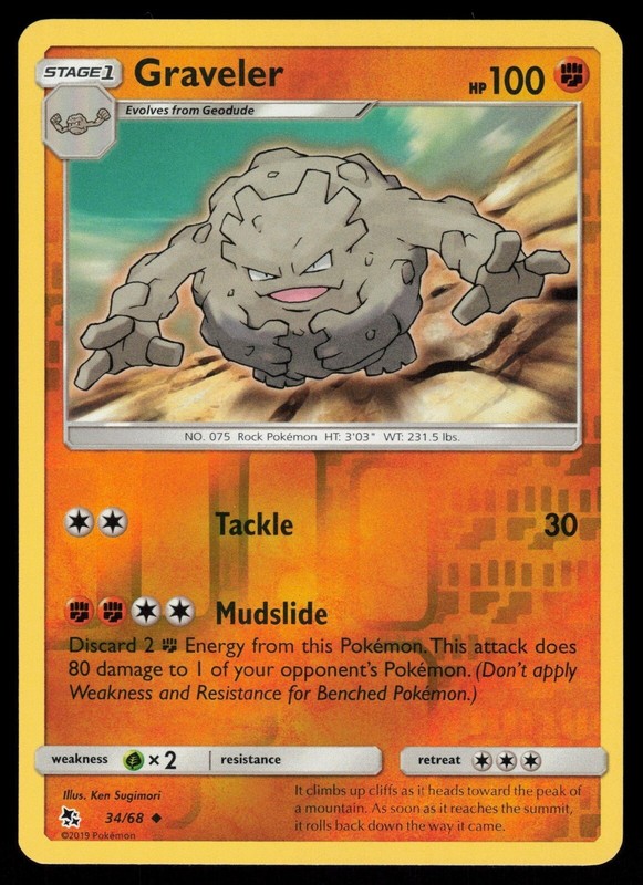Pokemon – Graveler 34/68 – Reverse Holo – Hidden Fates – NM/M