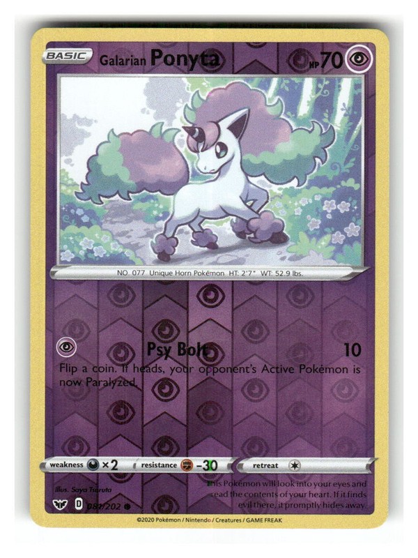 Galarian Ponyta 081/202 Common Sword & Shield Pokemon Reverse Holo Near Mint