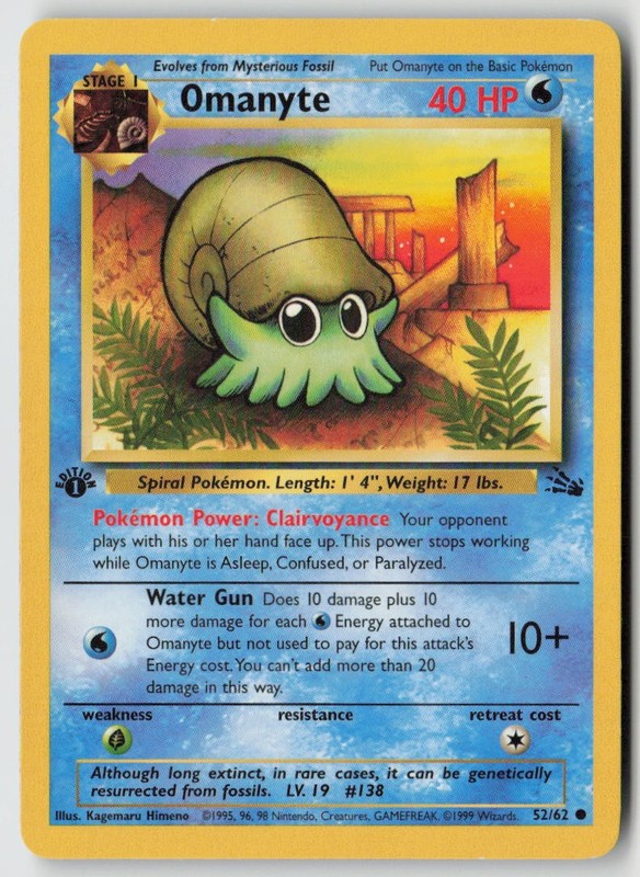 Omanyte 52/62 – Fossil 1st Edition – PTCG – LP
