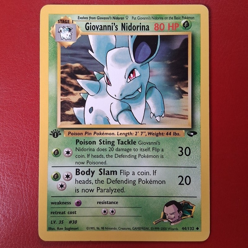 Giovanni’s Nidorina 44/132 Gym Challenge Regular FIRST EDITION Pokémon Card Lp