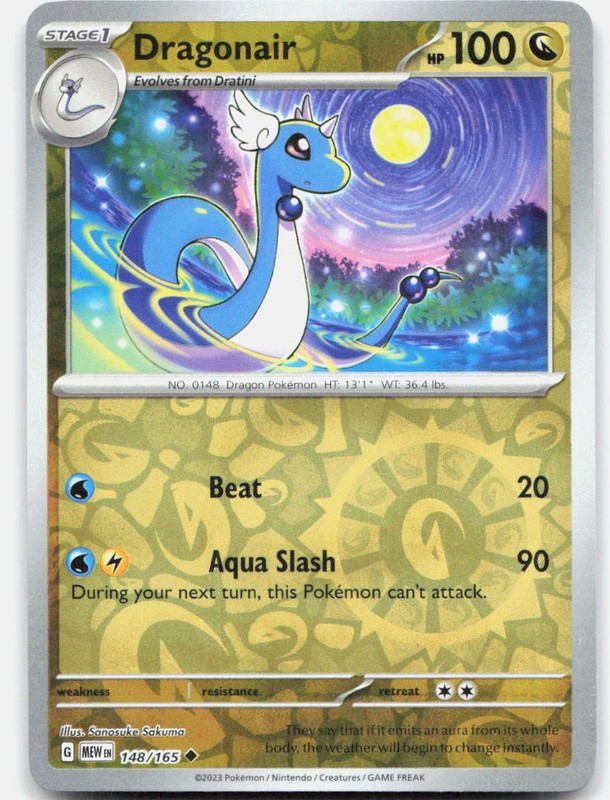 Dragonair 148/165 Uncommon 151 Pokemon Reverse Holo Near Mint