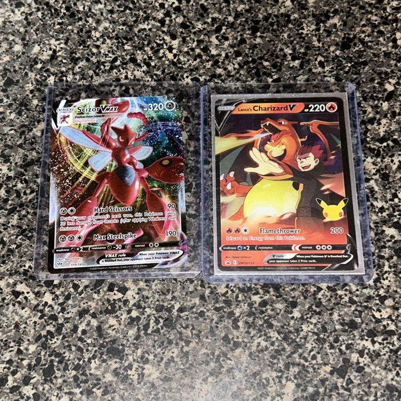 Pokemon Card Scizor Vmax Hp320/ lance’s charizard