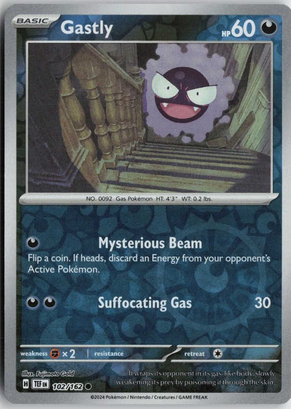 Gastly – Common Reverse Holo SV05: Temporal Forces 102/162 NM Fujimoto Gold