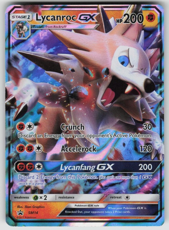 Lycanroc GX – SM14 Holo Promo Sun & Moon Promo Pokemon Holo Moderately Played