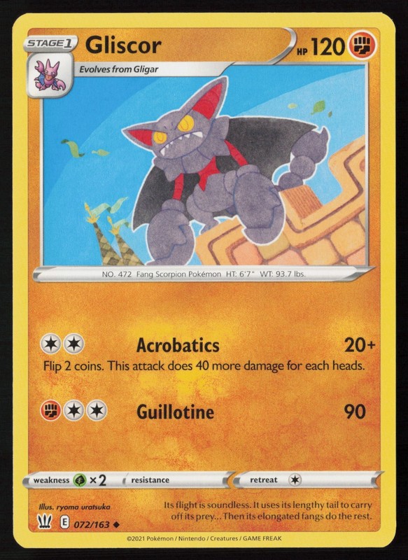 Pokemon Gliscor 072/163 SWSH05: Battle Styles Non-Holo Pack Fresh – NM