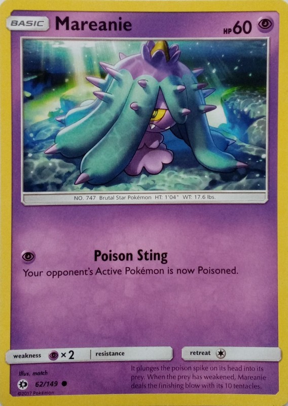 62/149 MAREANIE | COMMON | SUN & MOON BASE SET POKEMON CARD