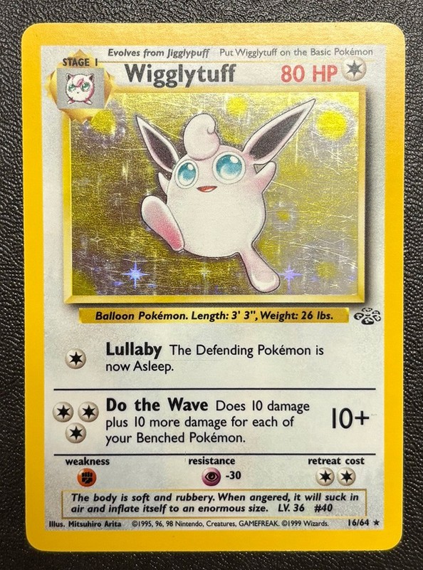 Pokemon Card – Jungle 16/64 – WIGGLYTUFF (holo-foil) *Played*