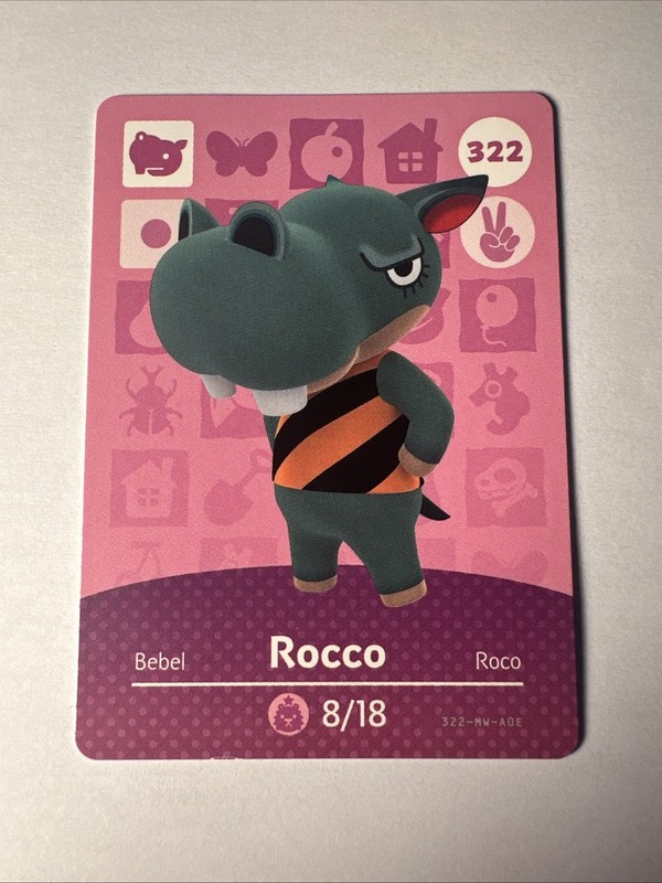 322 Rocco Amiibo Card 322 Series 4 Animal Crossing Nintendo Switch NA Region
