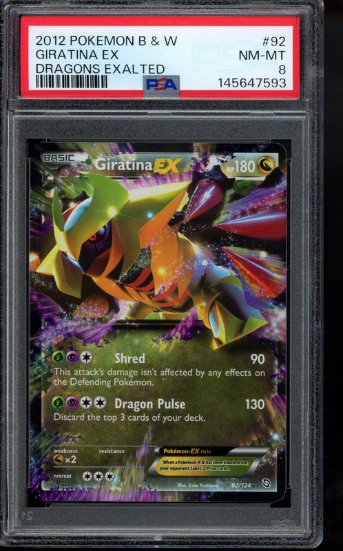 2012 Giratina EX #92 Pokemon Dragons Exalted PSA 8