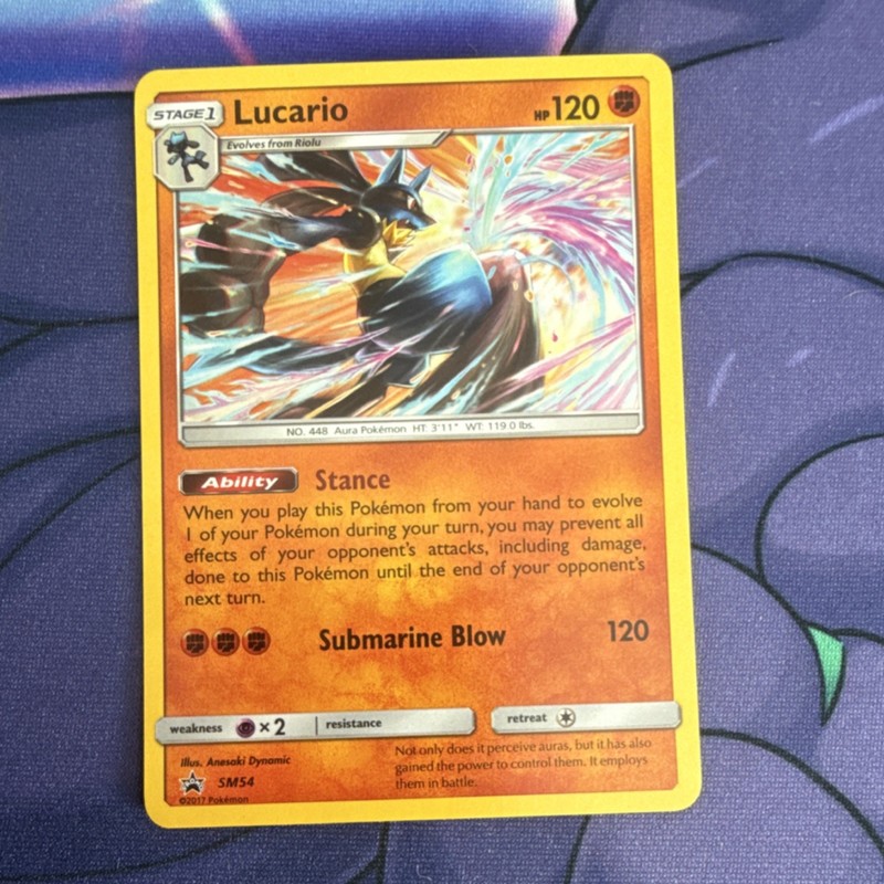 Pokémon Lucario SM54 Sun & Moon Promo Holo Stage 1 120 HP Submarine Blow
