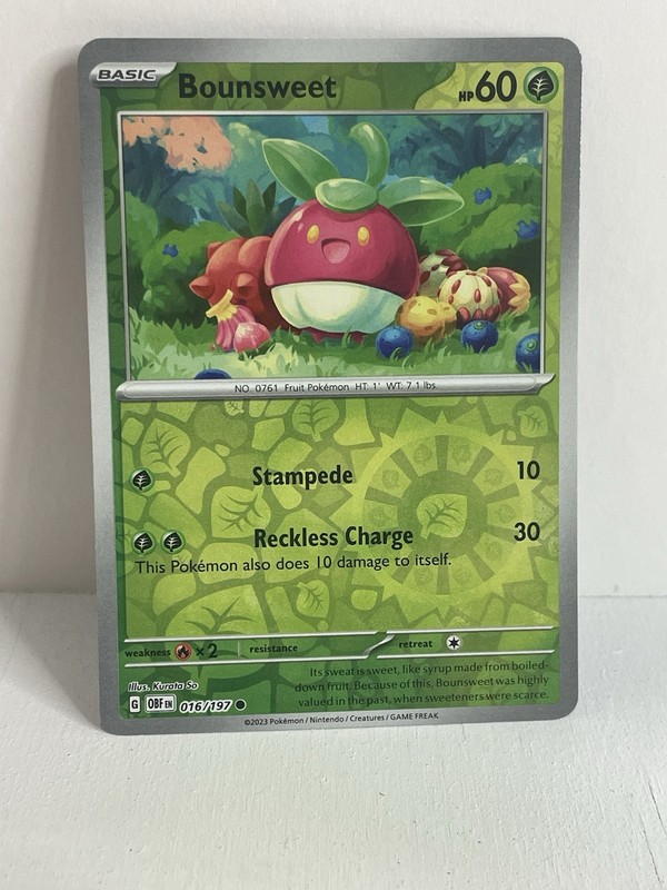 Pokemon TCG NM Bounsweet 016/197 SV03: Obsidian Flames Reverse Holo